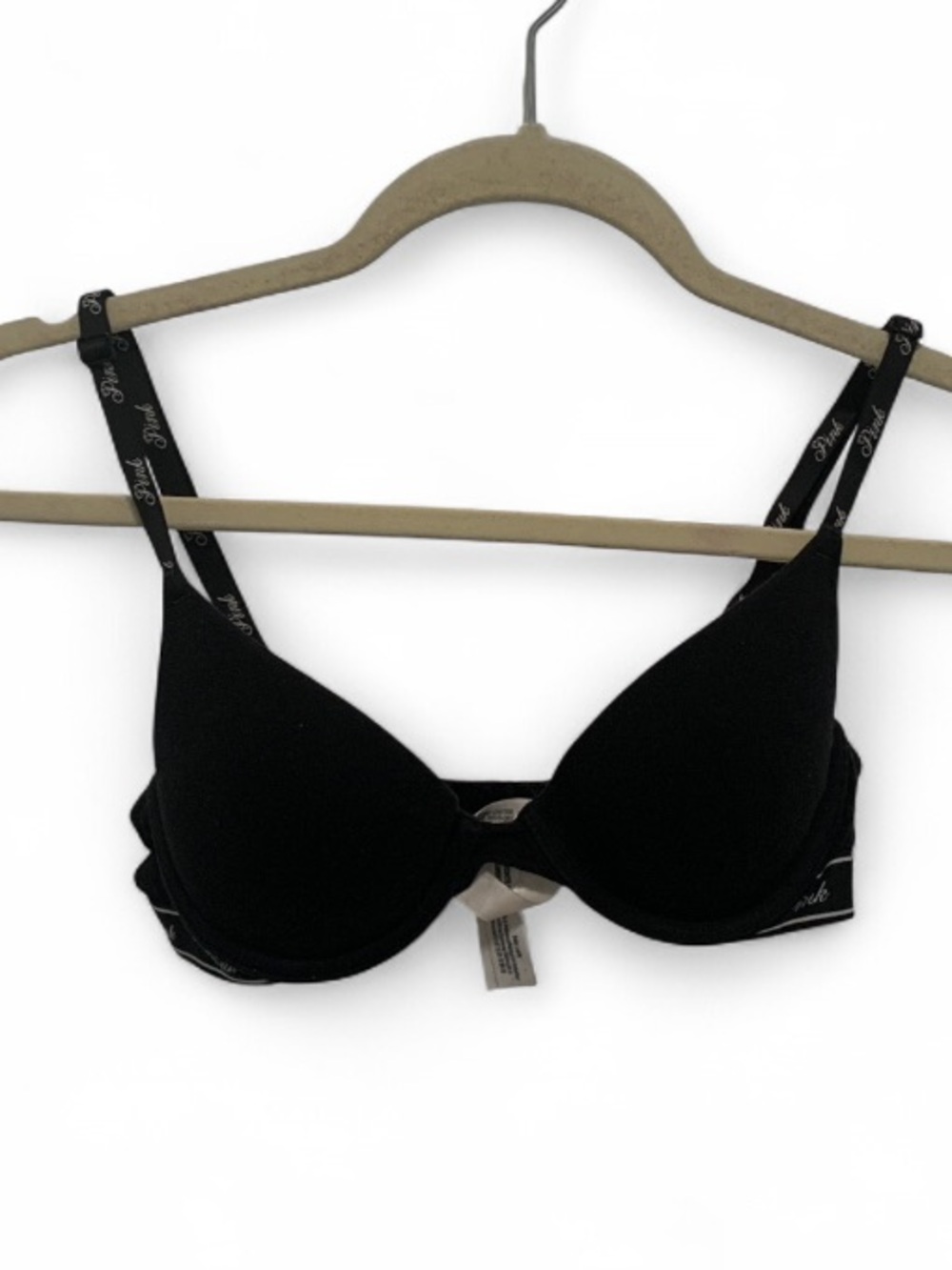Pink Victoria’s Secret Wear Everywhere T-Shirt Lightly Lined Black Bra